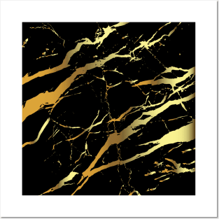 Beautiful Gold Color Marble Texture Posters and Art